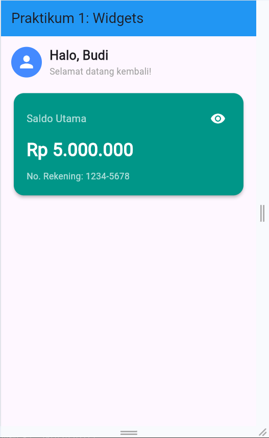 Hasil Praktikum 1 - Kartu Saldo Interaktif