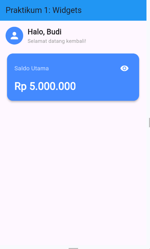 Hasil Praktikum 1 - Widget Sapaan